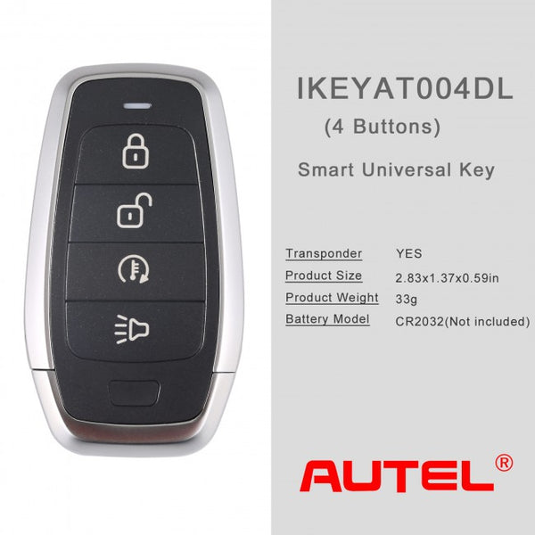 AUTEL IKEYAT004DL Independent 4 Button Universal Smart Key - Remote Start or A/C