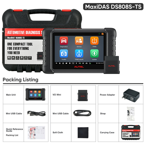 Autel MaxiDas DS808S-TS Wireless TPMS Diagnostic Tool Package List