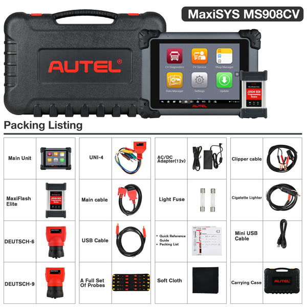 Autel Maxisys CV MS908CV Heavy Duty Truck Diagnostic Tool, Diesel Scanner for Commercial Vehicles With J2534 ECU Programming Tool