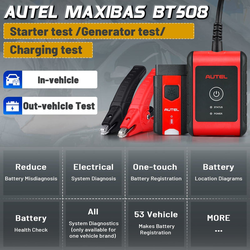 Autel MaxiBAS BT508 | Car Battery Tester, Automotive Cranking & Charging System Analyzer, for iOS and Android Devices