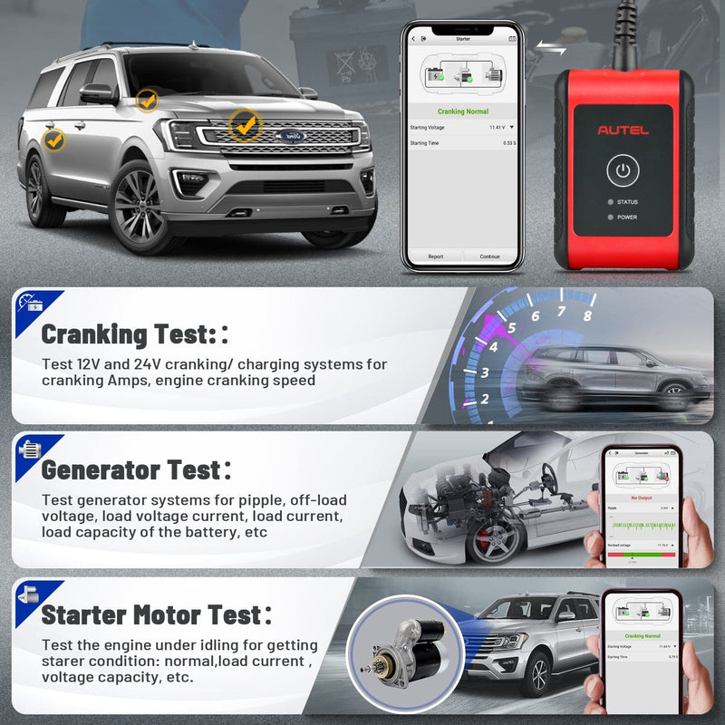Autel MaxiBAS BT508 | Car Battery Tester, Automotive Cranking & Charging System Analyzer, for iOS and Android Devices