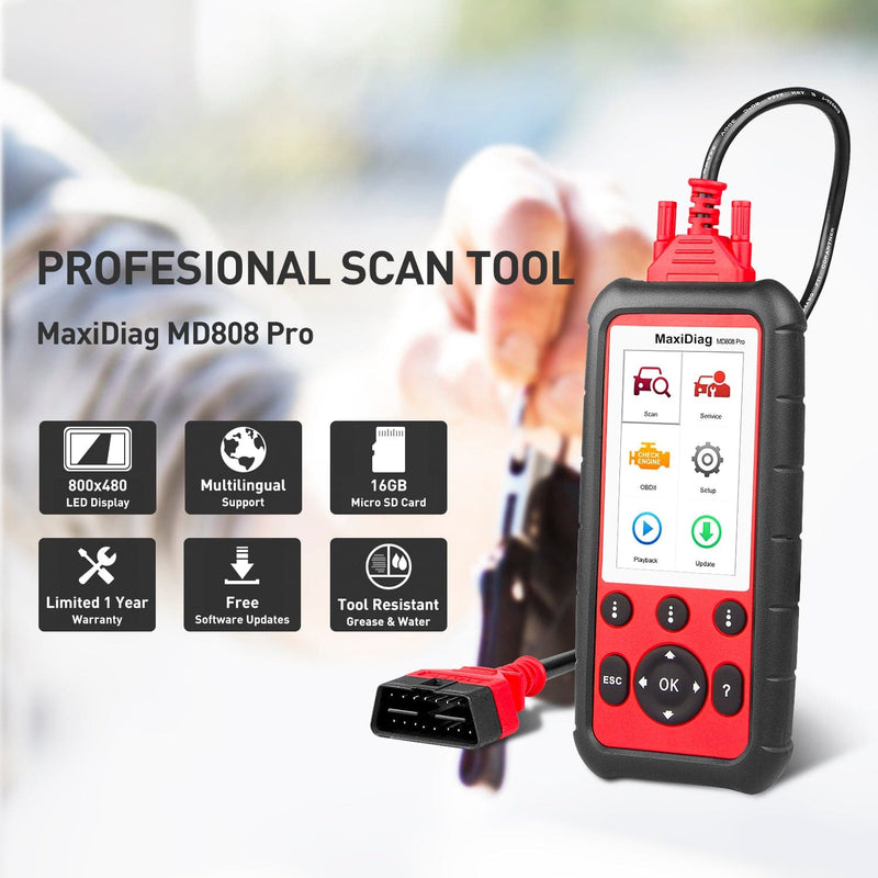 Autel Maxidiag MD808 Pro | Code Reader & Scanner MD808P OBD2 Diagnostic Tool for All System Diagnoses/ BMS / Oil Reset/ SRS/ EPB/ DPF/ SAS Reset
