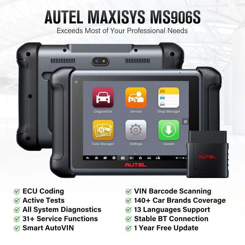Autel Scanner Maxisys MS906S Automotive Diagnostic Scan Tool with ECU Coding, Bi-Directional Control, Active Tests, All System Diagnostic Tool, and 31+ Service (Upgrade of MS906)