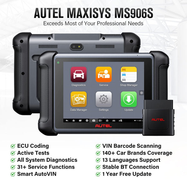 Autel Scanner Maxisys MS906S Automotive Diagnostic Scan Tool with ECU Coding, Bi-Directional Control, Active Tests, All System Diagnostic Tool, and 31+ Service (Upgrade of MS906)