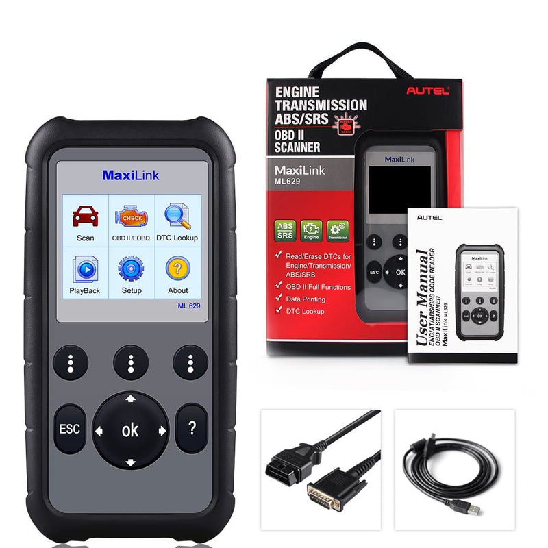 Autel MaxiLink ML629 | OBD2 Scanner, ABS SRS Engine Transmission Diagnostic Scan Tool, Same as AL629 for DIYers Professionals