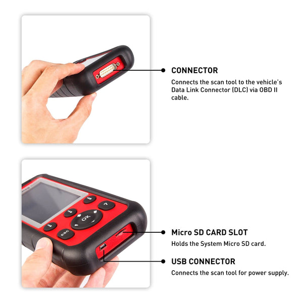 autel md808 pro code reader and diagnostic scanner interface description