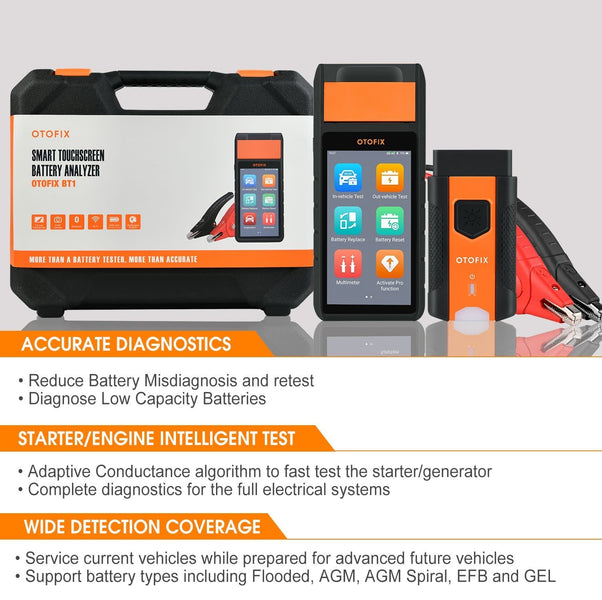 OTOFIX BT1 Car Battery Tester w/ Printer 6V/12V/24V Battery Load Analyzer With BMS Reset and All System Diagnostic